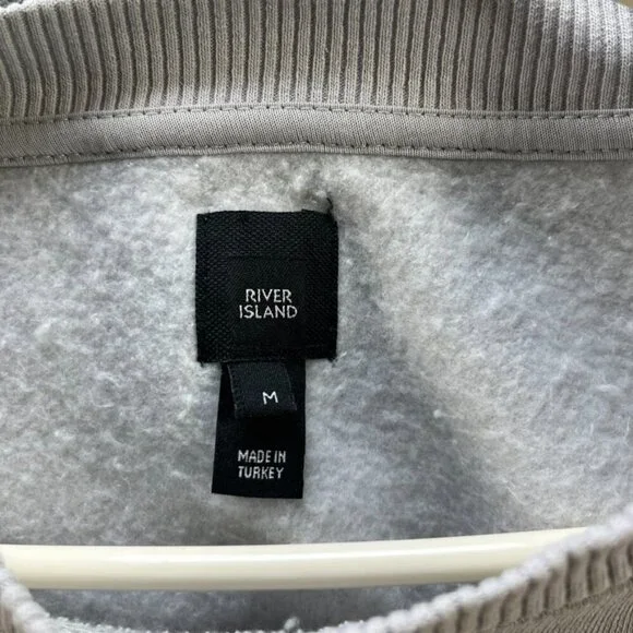 River Island Sweater Adult Medium Gray Jumper Pullover Sweatshirt Pockets Cotton - Picture 3 of 7